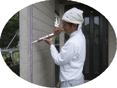 古賀市舞の里　Ｔ邸　塗装前　外壁目地打ち替え作業