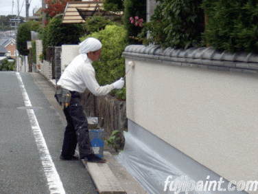 宗像市城西ヶ丘　外塀塗装　塗り替え例