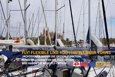 Yachthafen Palma mit Kathedrale im Hintergrund – FLY! Flexible Like You Mittelmeer Törn
