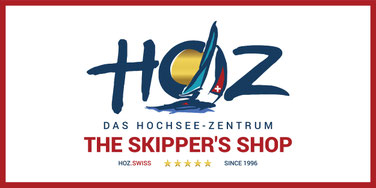 HOZ Das Hochsee-Zentrum | Logo mit Segel und Sonne – The Skipper’s Shop für nautische Ausrüstung und Hochseeschein