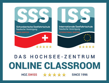 Logo SSS und ISS, HOZ Online Classroom für digitale Hochseeschein-Ausbildung, fünf Sterne.
