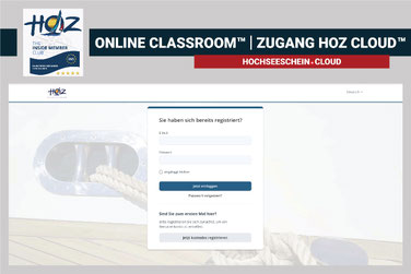 Registrierungs- und Login-Maske – Zugang zur HOZ HOCHSEESCHEIN CLOUD® für Lernende, Prüfungen und digitales Coaching