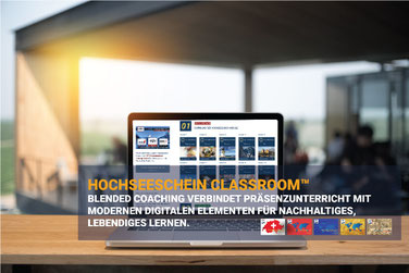 Laptop mit Lernmodulen – HOCHSEESCHEIN CLASSROOM™ verbindet Präsenzunterricht mit digitalen Elementen für nachhaltiges, lebendiges Lernen.“