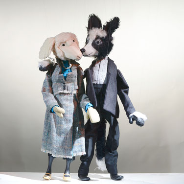Marionette bordercollie Robin and sheep Charlène