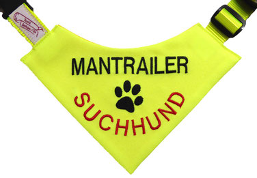 Suchhund, Mantrailing, Mantrailer, Rettungshund, Hundehalstuch bestickt