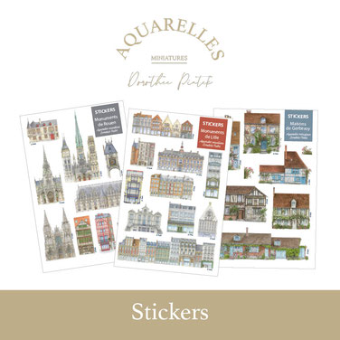 Sticker, stickers, carte postale, carterie, magnets, correspondence, papeteriecollection, maison, architecture, rouen, gros horloge, cathédrale, dame cakes, gerberoy, oise, lille, 