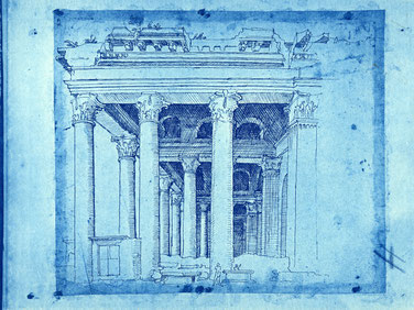 Marten van Heemskerck, Pantheonvorhalle, 1553-1536/37, SMB, Kupferstichkabinett, Inv. 79 D 2 a, fol. 39r, Fotograf unbekannt, Fotothek der Bibliotheca Hertziana, Inv. bh050963