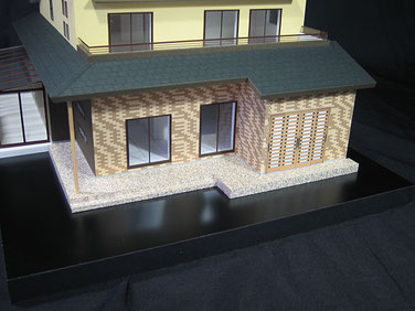 1/50色付きの住宅模型の玄関周り