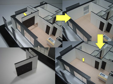 1/50内観模型　間取りを差し替えているところ