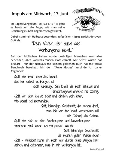 Impuls Am Mittwoch 17 Juni Katholische Kirchengemeinde Pforzheim Pastoraler Raum Pforzheim West