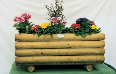 Gründler Pflanzkasten aus Holz mit Blumen