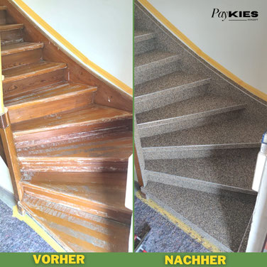 Holztreppe renovieren vorher nachher