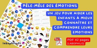 Gestions des émotions enfants. Pêle-mêle. Jeu PDF. Compétences psychosociales. CPS. Ressources pédgogiques. Philosophie pour enfants. Philo pour enfants.