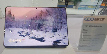 DIC EXPO 2025で展示されたEDOの11.3インチLTPO OLEDタブレットディスプレイ 11.3-inch LTPO OLED, 出典：EDO