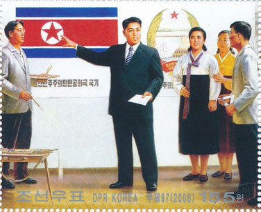 Kim-Il-Sung spiega il significato della bandiera e dello stemma