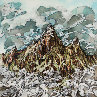 Matt.B, mattb, peinture, acrylique, encre, montagne, K2, painting, acrylic, ink, mountain 