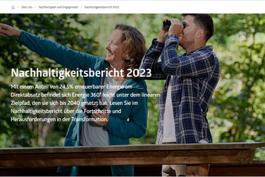 Einstiegsseite Nachhaltigkeitsbericht Energie 360° AG