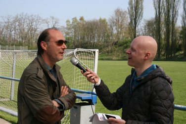 Schauspieler Martin Brambach im Interview mit David Pätzold vom Lokalsender Radio Vest. Foto: Dirk Hantrop