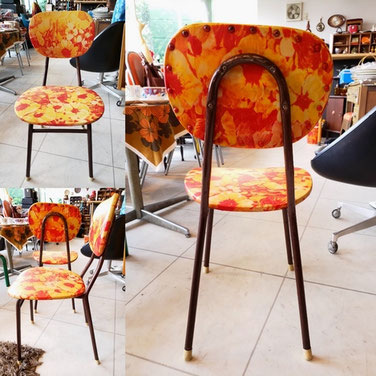 昭和レトロ オレンジ花柄 パイプ椅子 ♪ - noraneco1972 Jimdoページ