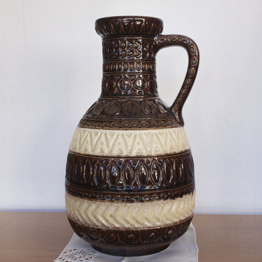 Braun beige Keramik Bodenvase von Eduard Bay für Bay Keramik (1960er)