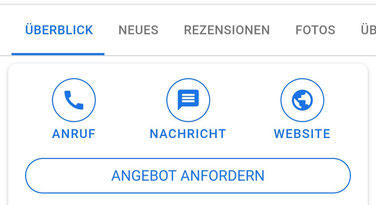 Screenshot des Buttons "Angebot anfordern" in der mobilen Google Suche.