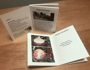„Jedermanns Nützel“ als „Geschenk aus Worten“. Beispielseiten aus dem Mini-Buch „FAHR RAD wie in Oldenburg“