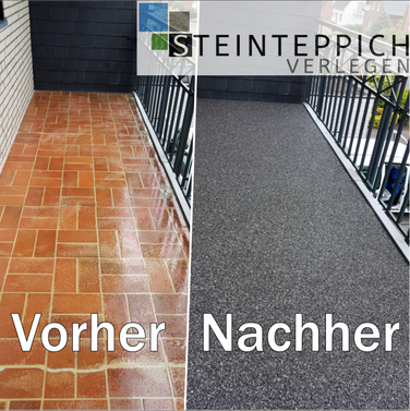 Steinteppich Boden über Fliesen verlegen
