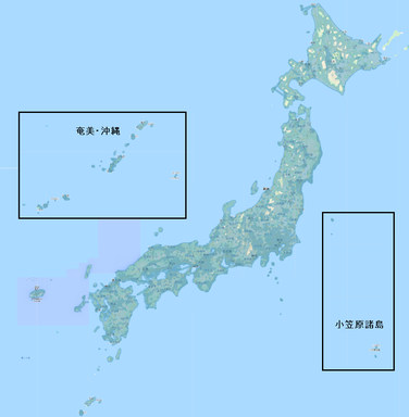 ストリートビューカバー地域（日本）　2022年1月現在