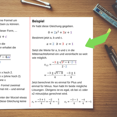 Spickzettel mit Beispielrechnung
