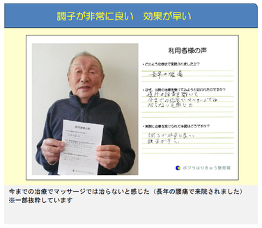新松戸 交通事故 腰痛治療センター ポプラはりきゅう整骨院 患者さんの声
