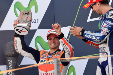 Dani Pedrosa kann sich zurecht über sein Podest bei der MotoGP in Aragon freuen