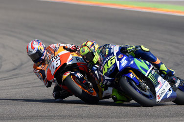 Harter Kampf um Platz zwei: Dani Pedrosa und Valentino Rossi