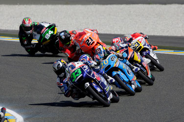 Das Moto2 Podium in Le Mans: Tito Rabat, Tom Lüthi und Johann Zarco
