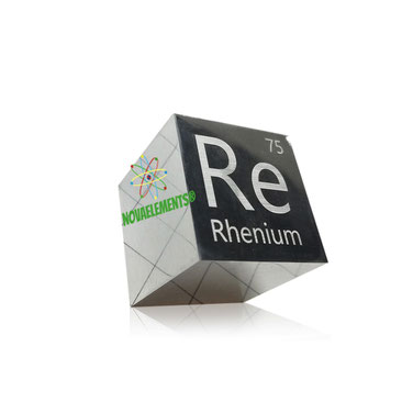 rhenium metal, rhenium bar, rhenium ingot, rhenium metal sample for element collection, rhenium acrylic cube, rhenium cube, rhenium cylinder.