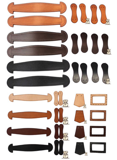gamme de poignées cuir pour malle - range of leather handles for trunk