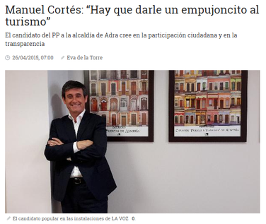 Declaraciones del actual Alcalde de Adra a "La Voz de Almería" en Abril de 2015.
