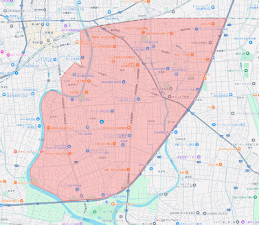 バスの運行地域(地図)