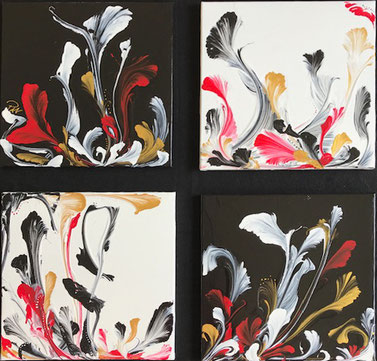 Anemones  von Patricia Antoni 30 x 30 4-tlg.