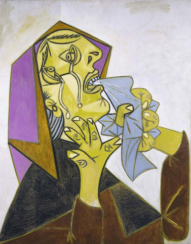 Cabeza de mujer llorando con pañuelo II.Postcripto de Guernica 1937. Óleo sobre lienzo,92x73cm.Museo Nacional Centro de Arte Reina Sofía.