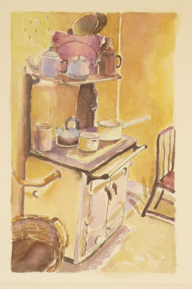 Old kitchen ( at Kildonan museum of South Uist) 32.5cmx26.5cm (sold)