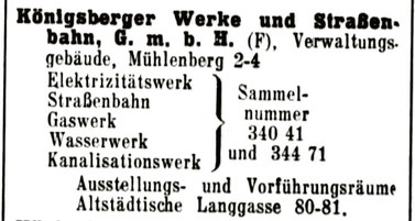 Aus: Königsberger Adressbuchh 1941