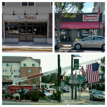 Clockwise from top left: Mara's Cafe, Fanwood Bagel, Ladder 1 at the coin toss at Martine and South