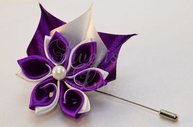 Boutonniere Twisted Kanzashi Anstecker Ansteckblume Anzug Bräutigam Blume