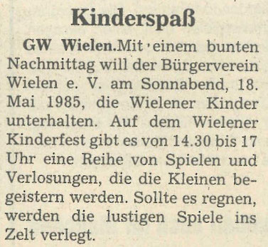 Zeitungsausschnitt, 1985