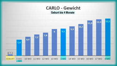 Gewichtstabelle - Carlo: Geburt bis 4 Monate
