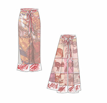 Jennifer Klein Couture Wrap Trousers Silk Sketch