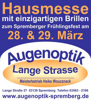 Exklusive Hausmesse mit dem Brillenghersteller von Bogen zum Spremberger Frühlingsfest