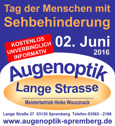 Heike Woucznack und Brian Fröhlich - Donnerstag, 02. Juni 2016 - Spremberger "Tag der Menschen mit Sehbehinderung" - vergrößernde Sehhilfen - Low Vision