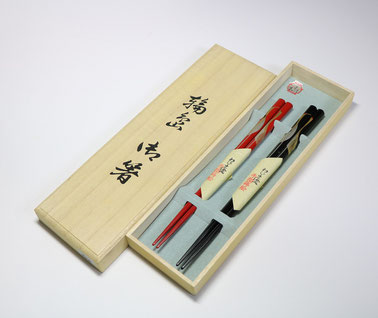 輪島塗箸 桐箱二膳入 手描蒔絵 鶴】 - 創作漆器 金沢わこう
