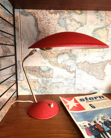 Schreibtischlampe Vintage 50er Jahre rot 